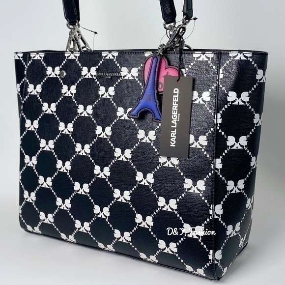 Karl Lagerfeld Handbags - KARL LAGERFELD Tote Bag Signature Print Black